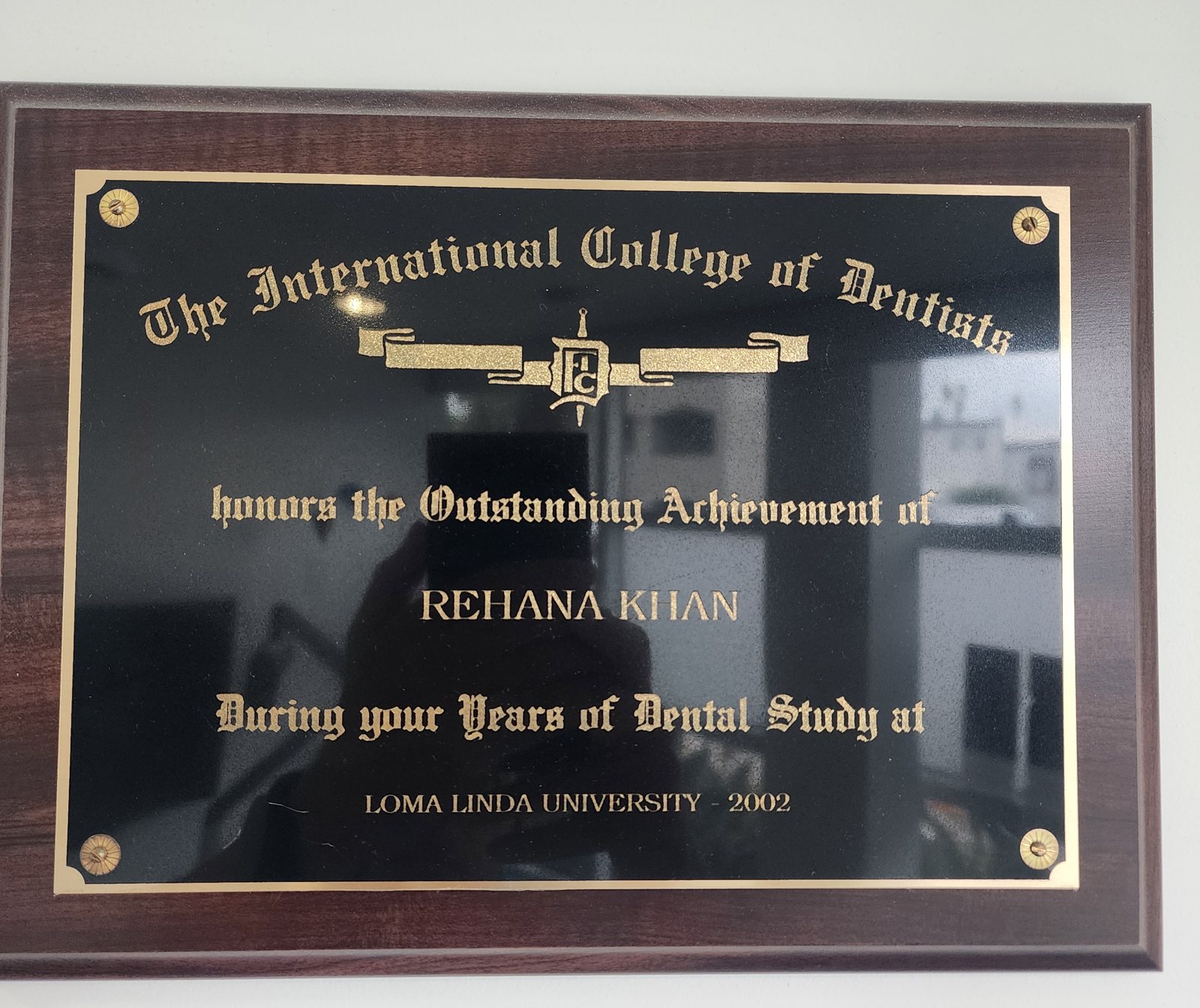International College of Dentists — Outstanding Achievement, Loma Linda University, 2002